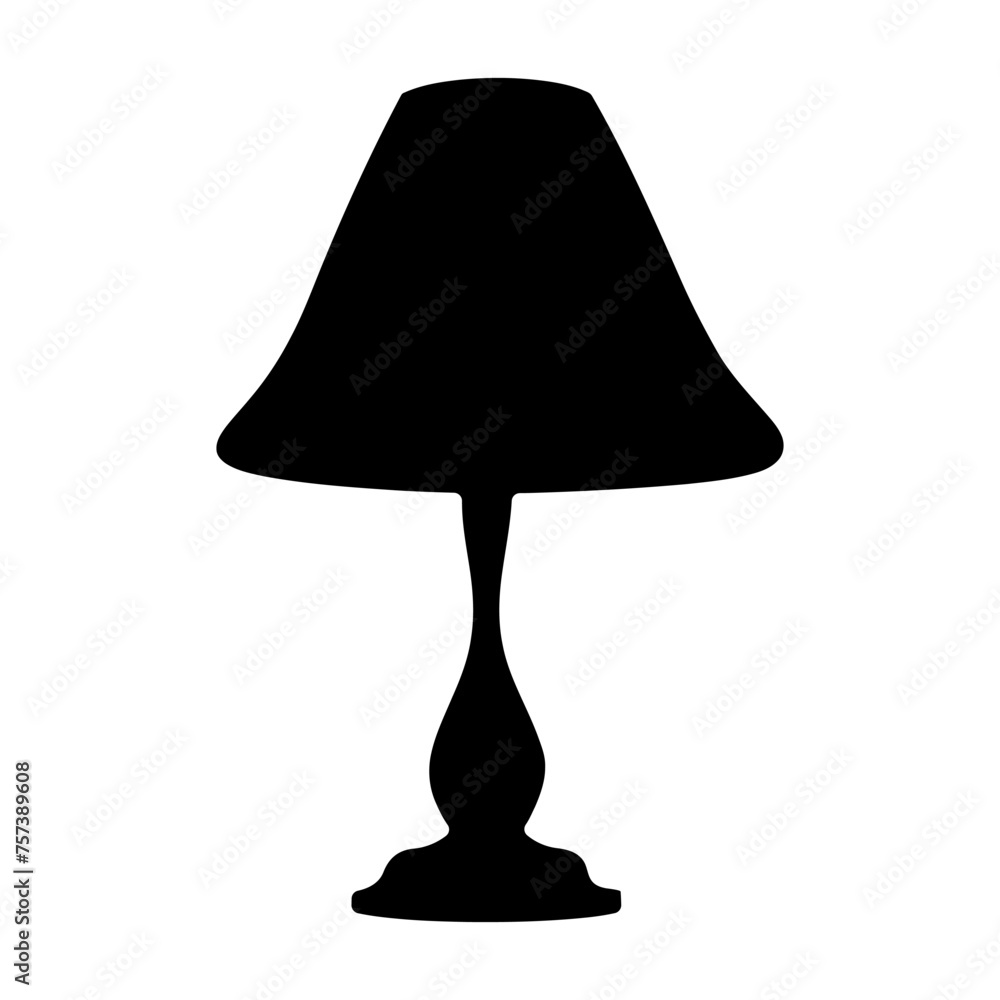 Lamp black silhouette, Lighting modern interiors room item standing lamp vector illustration Lamp black silhouette, Lighting modern interiors room item standing lamp vector illustration