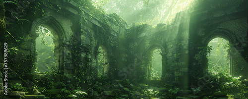 abandoned overgrown ruins