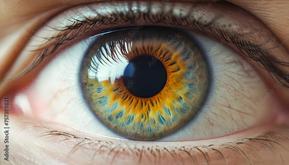 Fototapeta premium Close-up of a striking human eye with detailed iris Generative. AI image