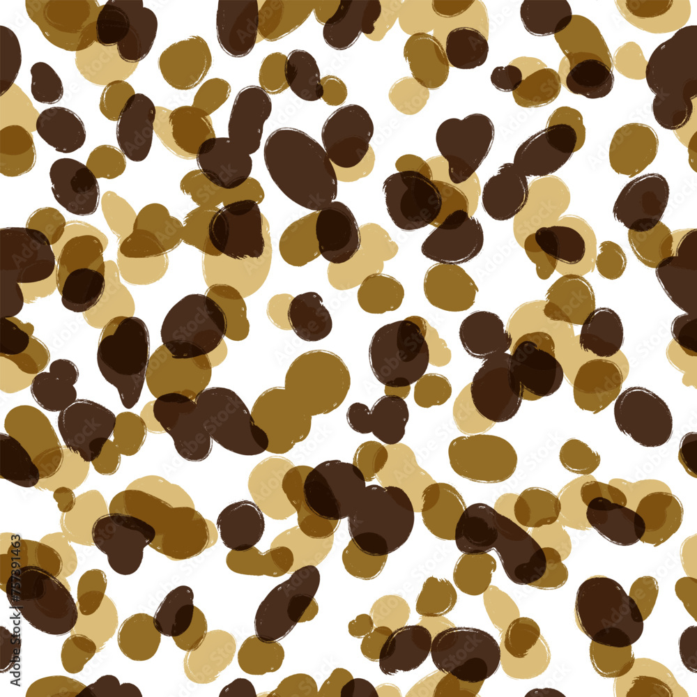 Animal seamless pattern, leopard skin vector background, black and brown chaotic spots, with brush texture Animal seamless pattern, leopard skin vector background, black and brown chaotic spots, with brush texture