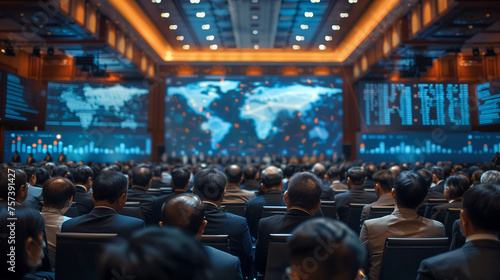 Investment summit in a grand hall