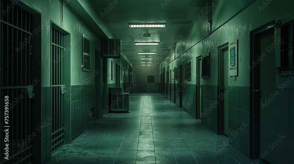 New prison with closed cells and lighting in high resolution and high quality. concept prison, freedom, prisoner, stay
