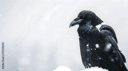 A black carrion crow on a white background 
