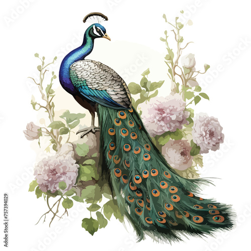 A regal peacock spreading its feathers