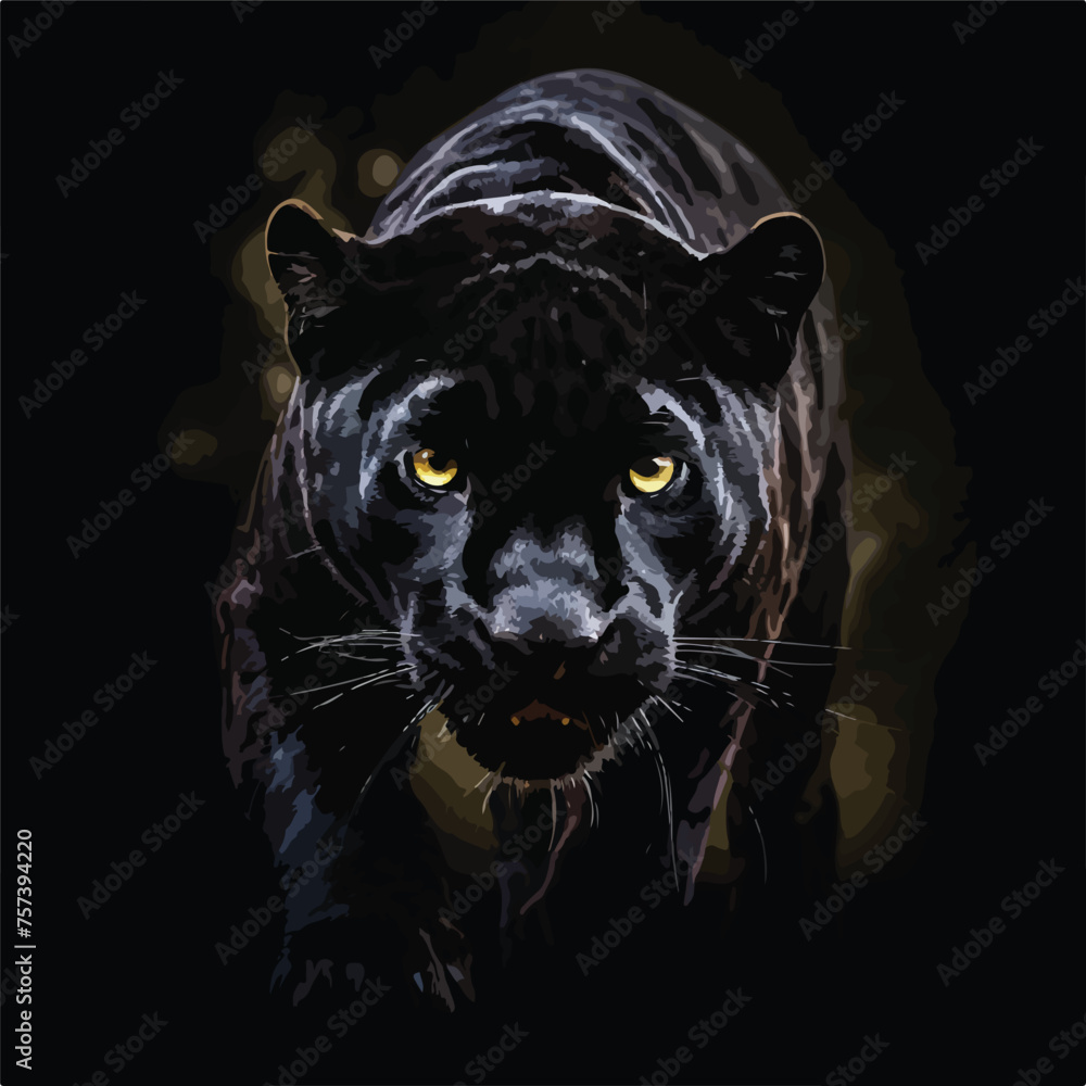 A sleek black panther prowling through the night. Clipart