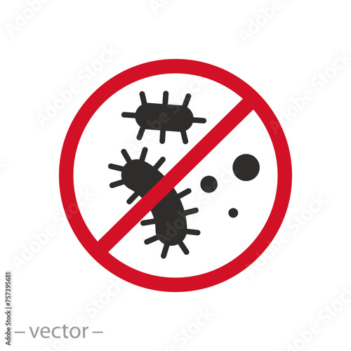 antibacterial property icon, protection against bacteria, stop virus, flat symbol - vector illustration