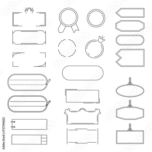 Set of frames, tags for text or signature in flat style. Adjustable objects. Set of different templates for text decoration for invitations, cards, web design, student name. Decorate the celebration.