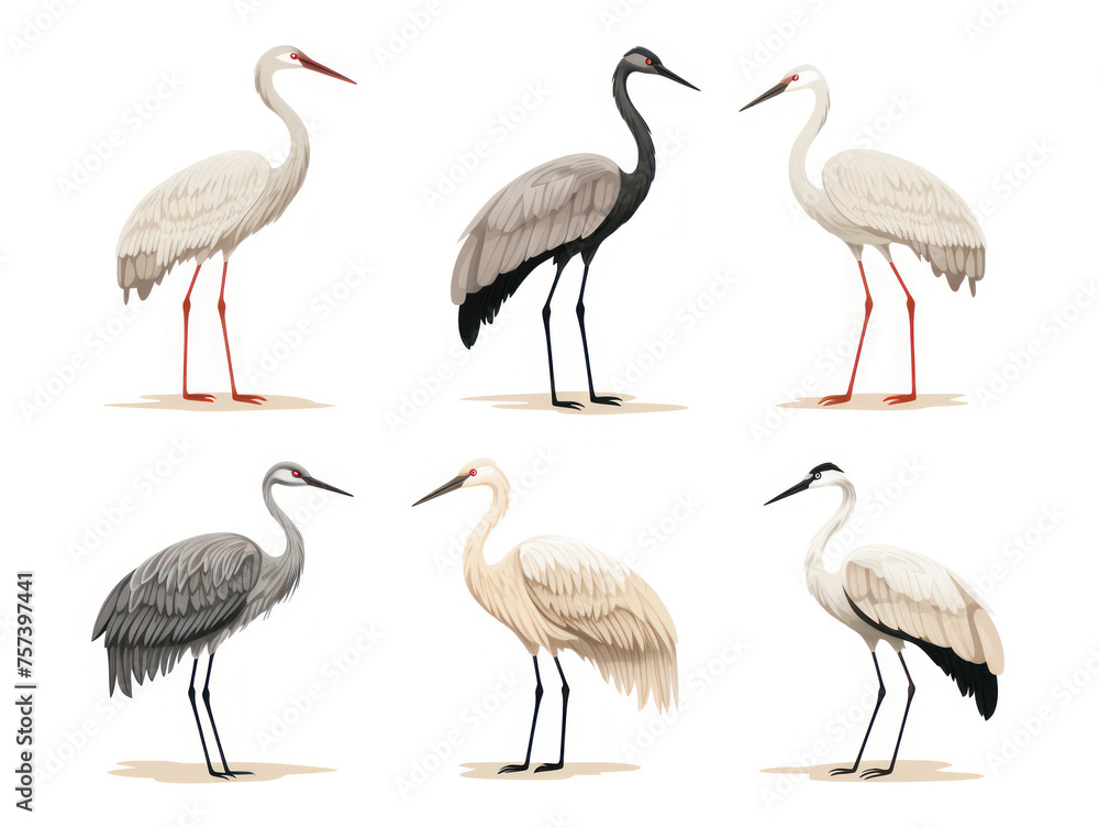 Fototapeta premium Crane collection set isolated on transparent background, transparency image, removed background