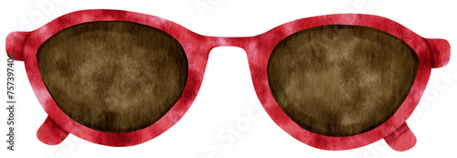 Red Sunglasses in watercolor for Summer fashion item Element photo