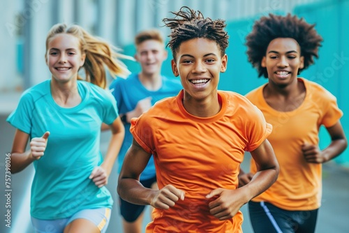 group of girls running