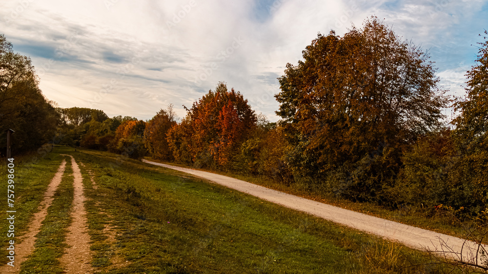 Autumn or indian summer view near Zeholfing, Landau, Isar, Dingolfing-Landau, Bavaria, Germany