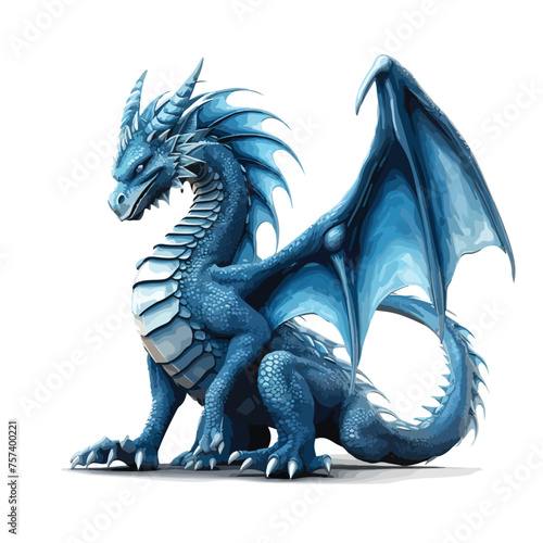 Blue Dragon Clipart isolated on white background