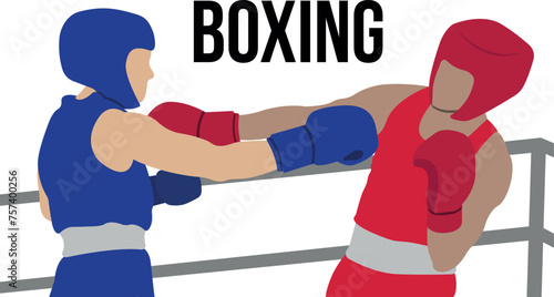 Two boxers of different ethnicities boxing in the fighting ring.