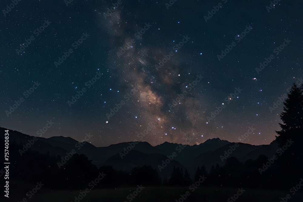 Starry Night Majesty: The Milky Way and Silhouetted Mountains Under a Celestial Canopy