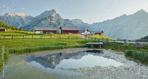 Teich auf der Walderalm, Huderbankspitze, Gnadenwald, Karwendel, Tirol, Österreich photo