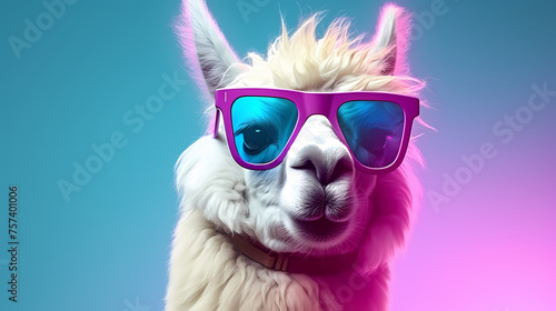 Creative animal concept, camel wearing sunglasses visor © xuan
