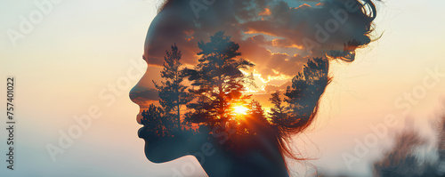 Silhouette of a woman with nature photo