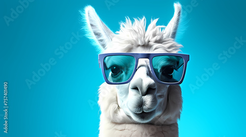 Creative animal concept  camel wearing sunglasses visor