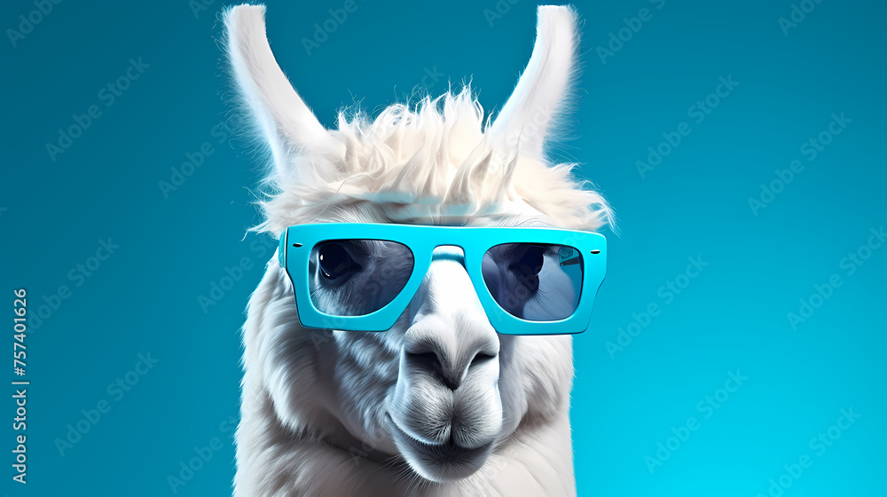 Fototapeta premium Creative animal concept, camel wearing sunglasses visor