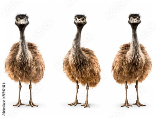 Emu collection set isolated on transparent background, transparency image, removed background