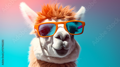 Creative animal concept, camel wearing sunglasses visor