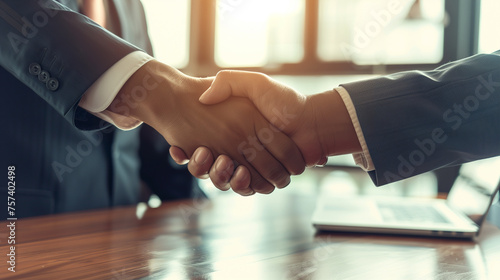 Businessman hand shaking for deal busineas agreement concept photo