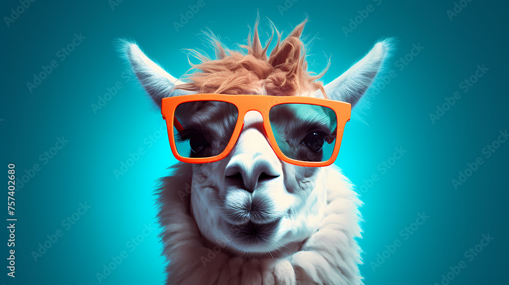 Creative animal concept, camel wearing sunglasses visor