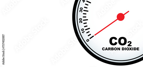 Circular analog cCircular analog carbon dioxide indicator. CO2 is the abbreviation for carbon dioxide. It is a gas that is naturally present in the air. PPM (parts per miarbon dioxide indicator, rond.