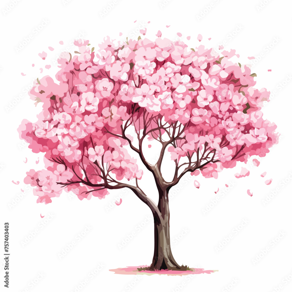 Cherry Blossom Trees Clipart isolated on white background 