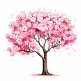 Cherry Blossom Trees Clipart isolated on white background 