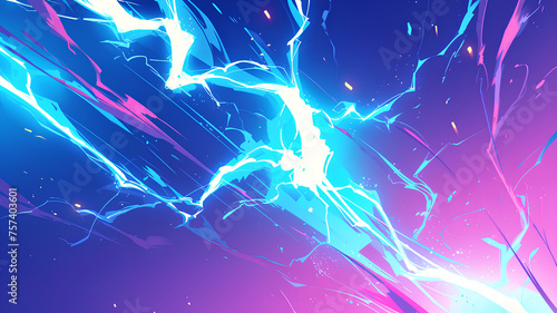 colorful lightning effect comics, 2d animated stickers