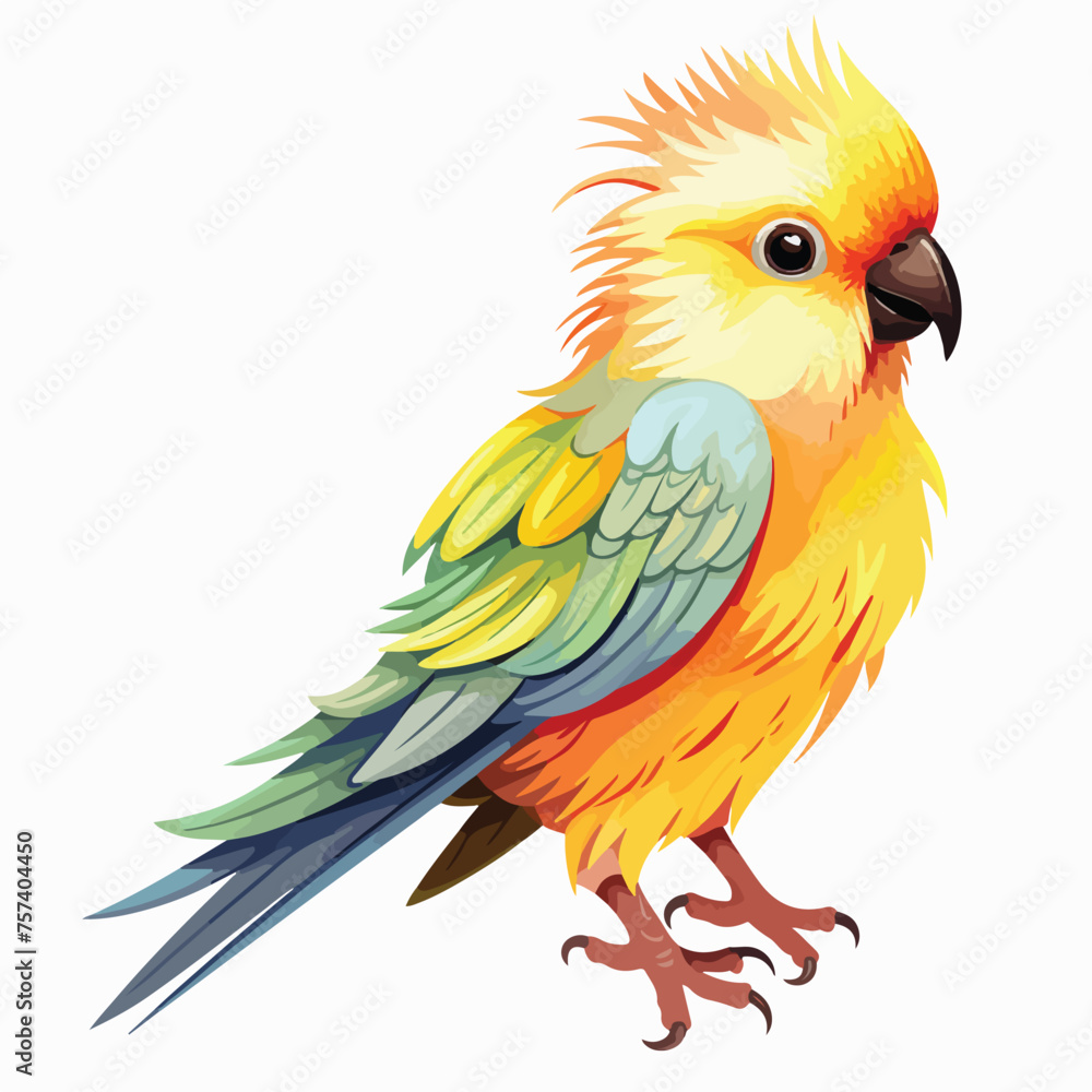 Colorful Cockatiel Clipart isolated on white