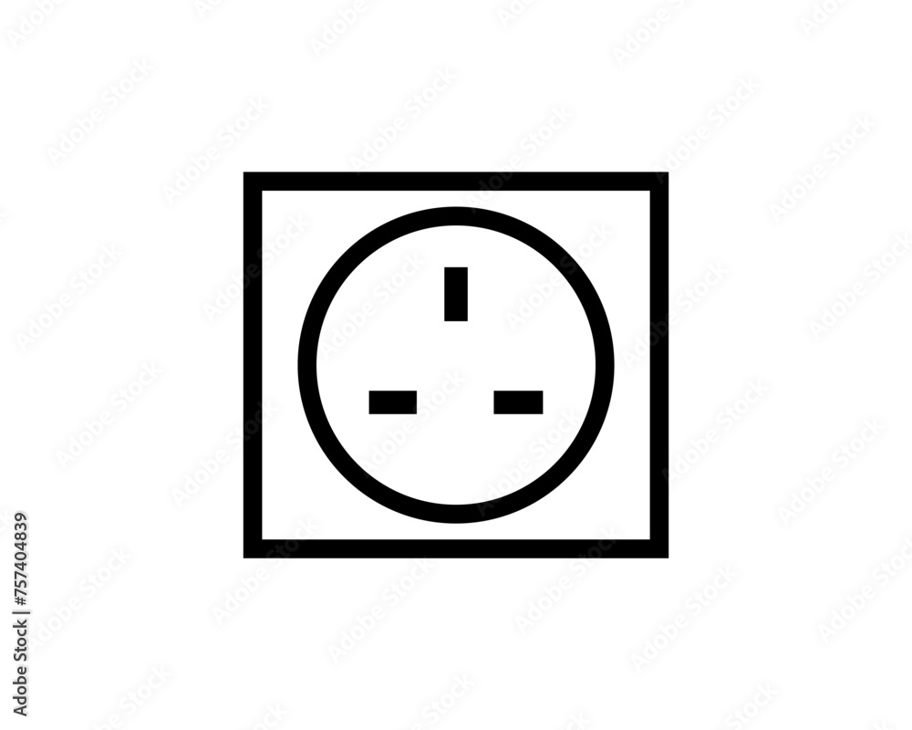 Power socket outlet plug icon in black color. Electric power socket vector illustration Power socket outlet plug icon in black color. Electric power socket vector illustration