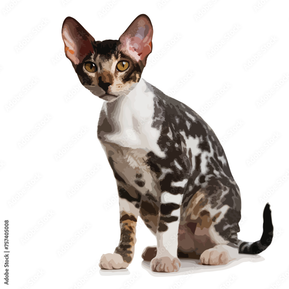 Cornish Rex Cat Clipart isolated on white background