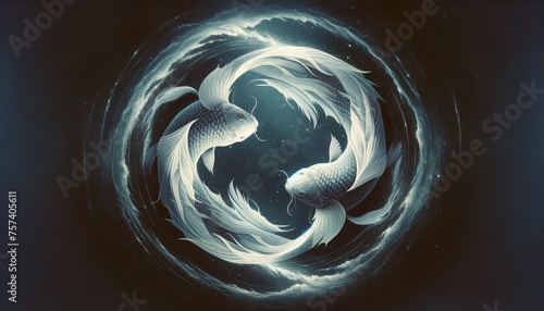 Two koi fish swimming in a yin-yang formation photo