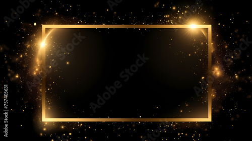 Luxurious golden rectangular frame paired with stylish black background