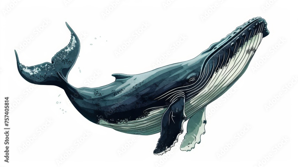 Majestic Illustration of a Big Whale in White Isolation for Artistic and Environmental Projects Majestic Illustration of a Big Whale in White Isolation for Artistic and Environmental Projects