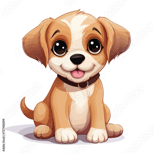 Cute Cartoon Puppie Clipart isolated on white background