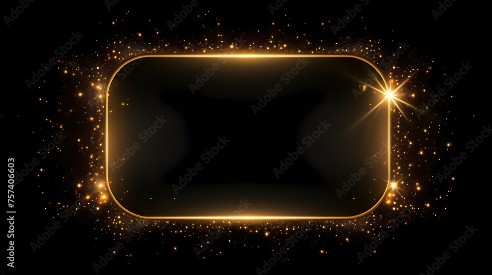 Obraz premium Luxurious golden rectangular frame paired with stylish black background