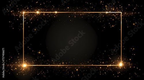 Luxurious golden rectangular frame paired with stylish black background