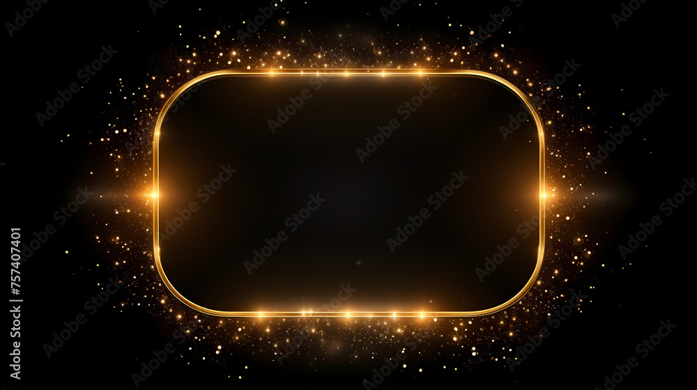 Obraz premium Luxurious golden rectangular frame paired with stylish black background