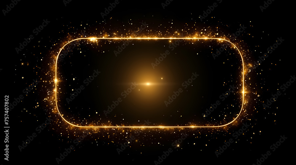 Obraz premium Abstract black background with modern classic luxury golden frame and glitter decoration