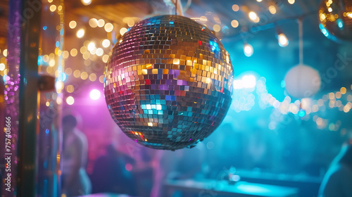 Disco a glitter ball at a party