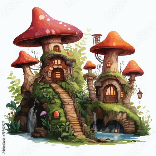 Fairy Village Clipart isolated on white background