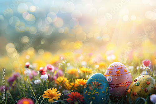 Colorful Easter Eggs in a S...