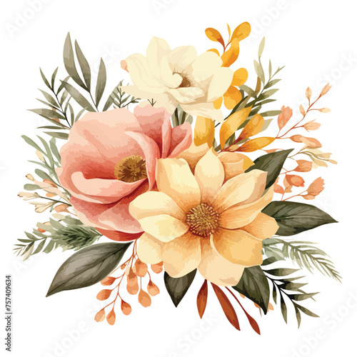 Fototapeta Naklejka Na Ścianę i Meble -  Floral Arrangement Clipart isolated on white background