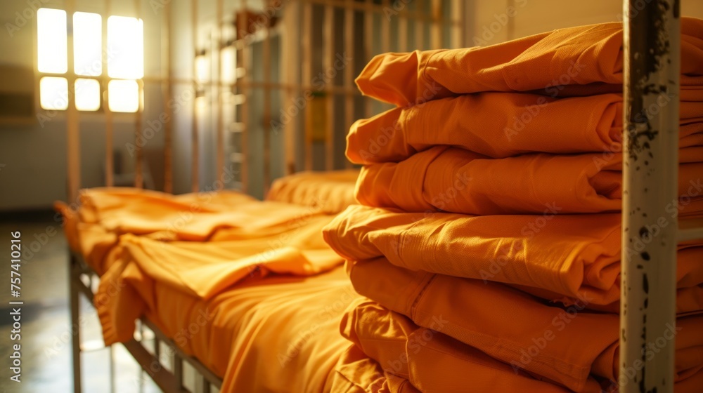 folded orange prisoner suits