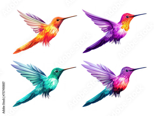 Hummingbird collection set isolated on transparent background  transparency image  removed background