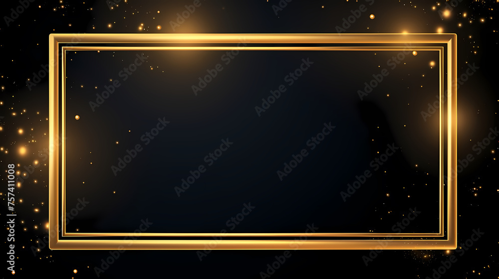 Obraz premium Radiant gold glitter frame on black background