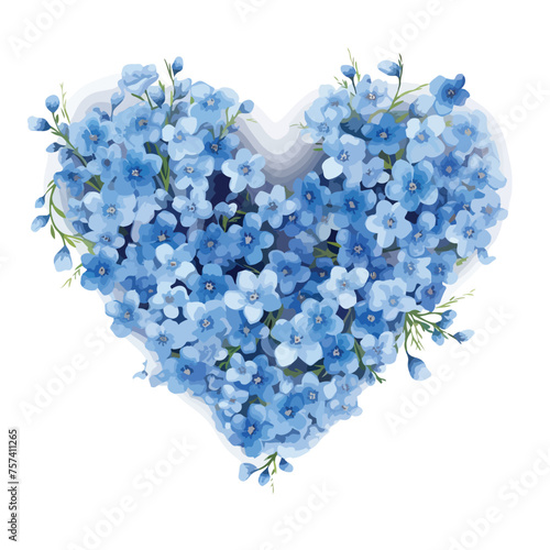 Forget Me Not Heart Clipart isolated on white background